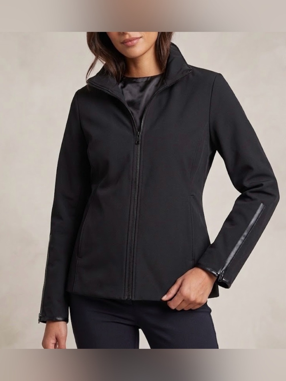 Andrew Marc Black Zip-Up Softshell Jacket size M